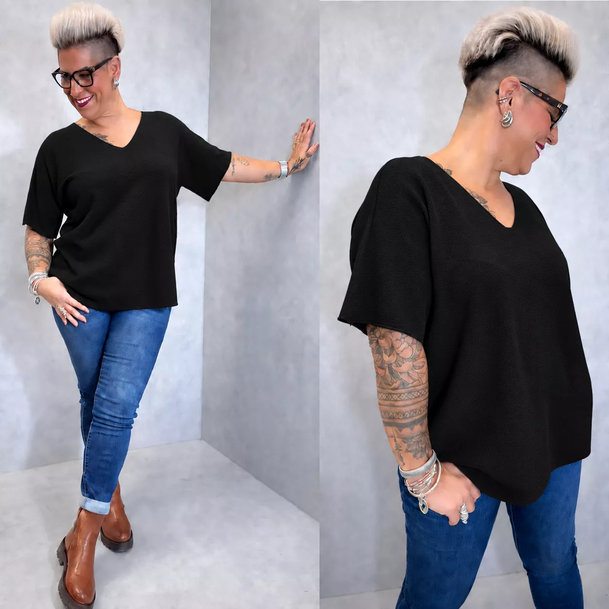 PULL MANCHES COURTES MILOU - C’ MÉLODIE - GRANDE TAILLE 42-46