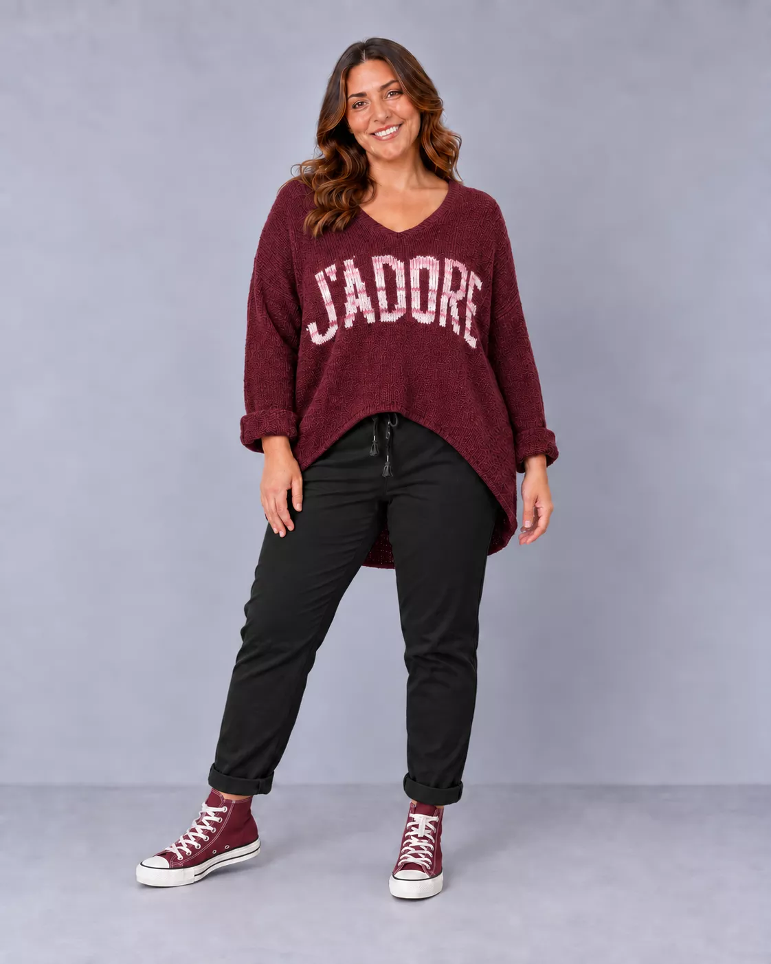 PULL OVERSIZE J’ADORE - APRIL VINTAGE - GRANDE TAILLE JUSQU’AU 48