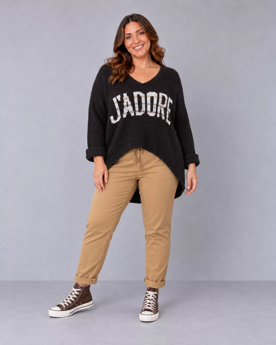 PULL OVERSIZE J’ADORE - APRIL VINTAGE - GRANDE TAILLE JUSQU’AU 48