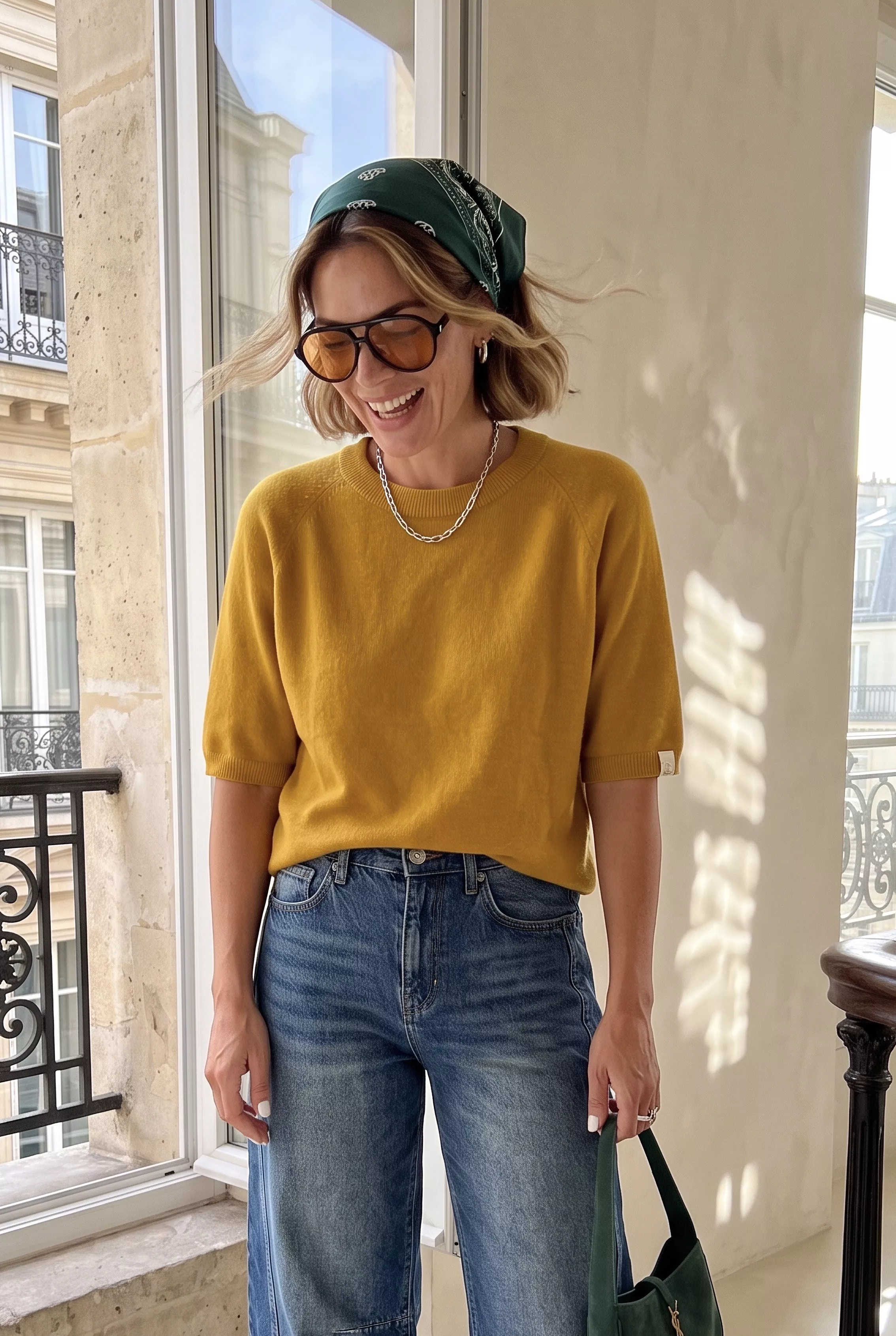 PULL MANCHES COURTES ÉLÉONORE – APRIL VINTAGE – TAILLE UNIQUE 36–40
