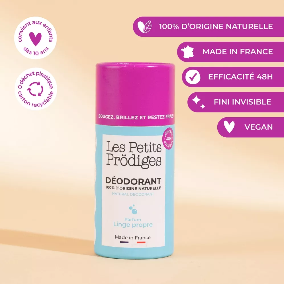 DÉODORANT SOLIDE 48 H – LINGE PROPRE – 40 G – LES PETITS PRÖDIGES