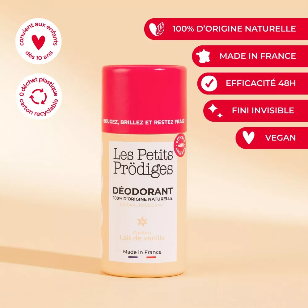 DÉODORANT SOLIDE 48 H – LAIT DE VANILLE – 40 G – LES PETITS PRÖDIGES