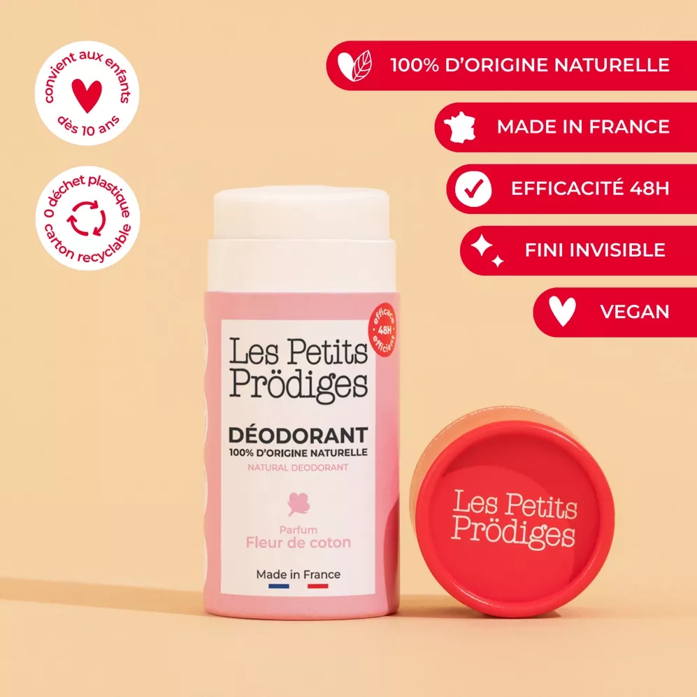 DÉODORANT SOLIDE 48 H – FLEUR DE COTON – 40 G – LES PETITS PRÖDIGES