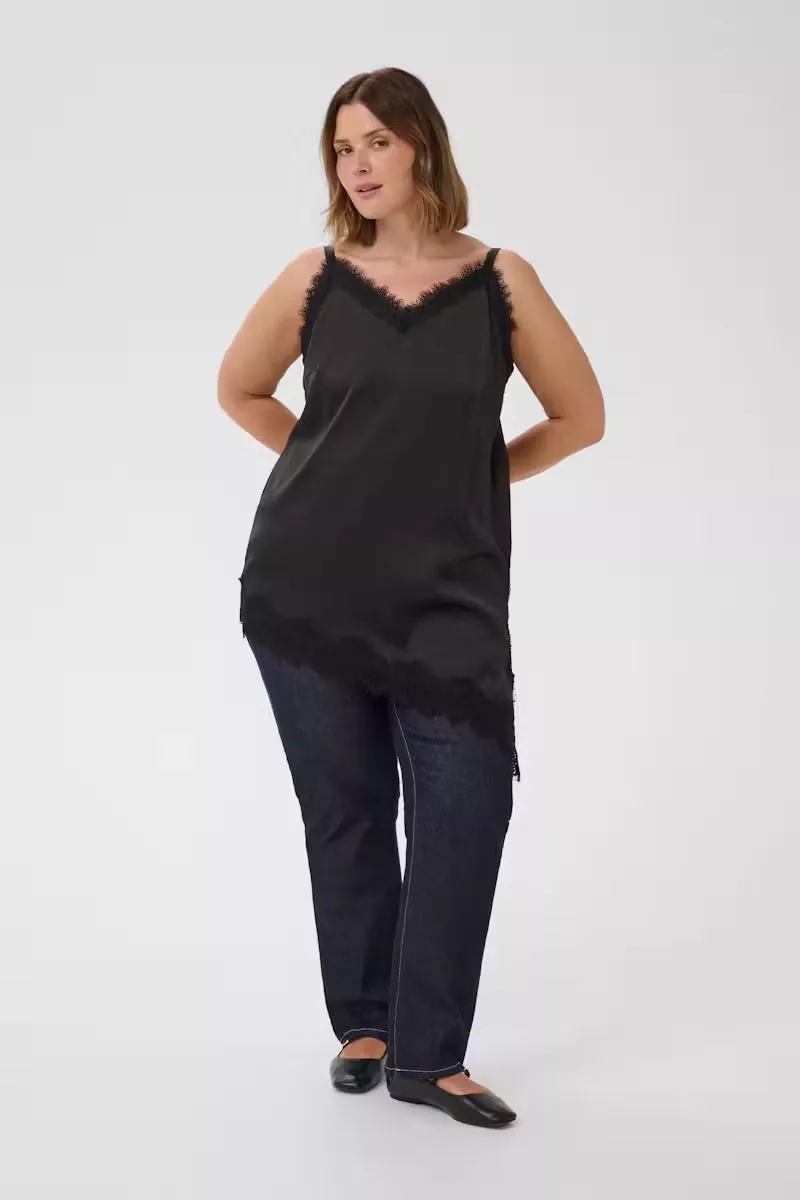 TOP LONG SATINÉ MIANA - KAFFE CURVE - GRANDE TAILLE 44-50