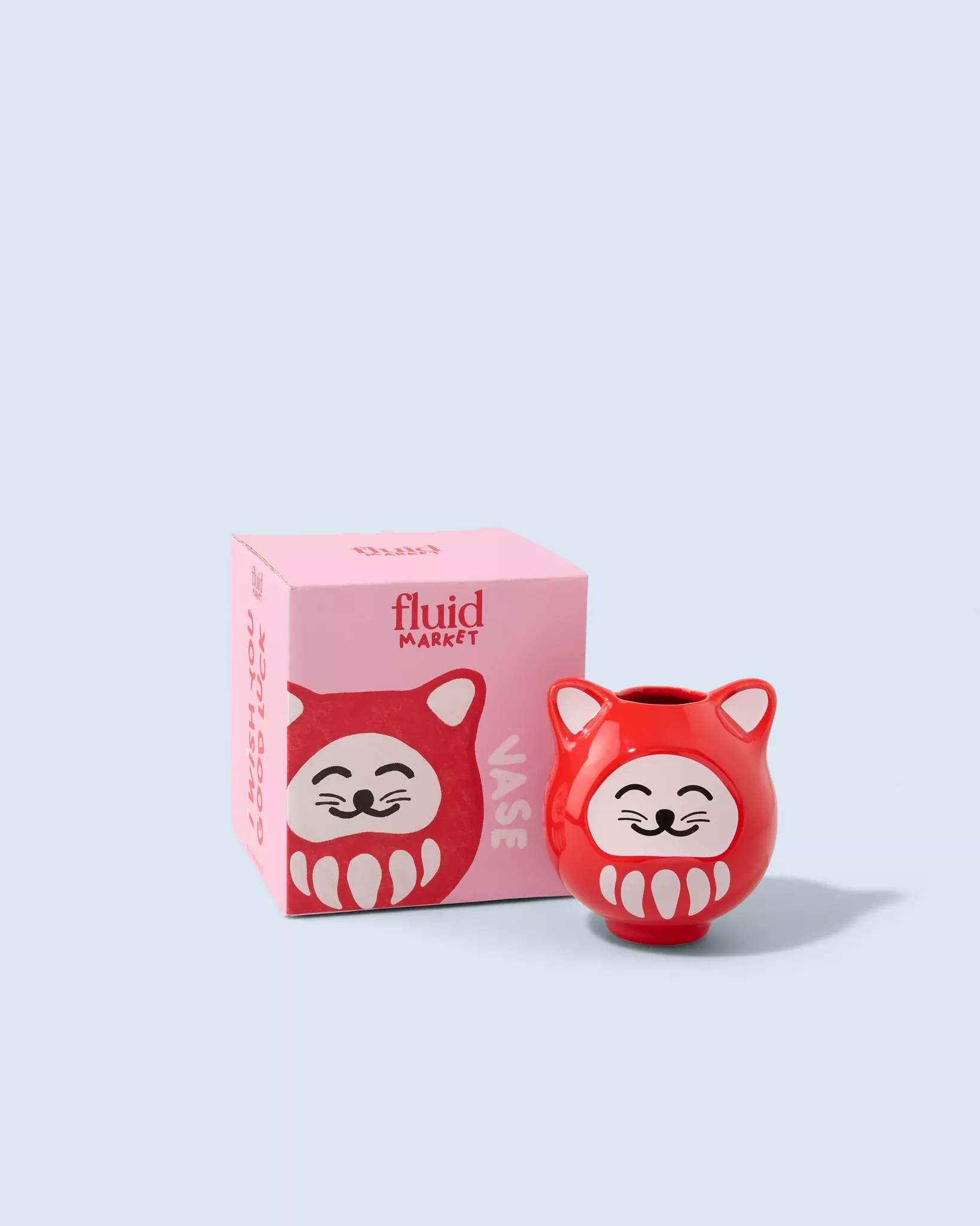 VASE DARUMA CHAT EN CÉRAMIQUE – FLUID MARKET