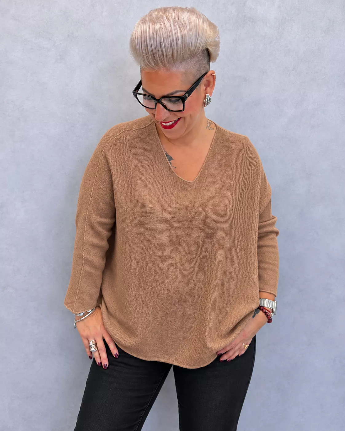 PULL MYRTA MANCHES 7/8 - GRANDE TAILLE 46-50