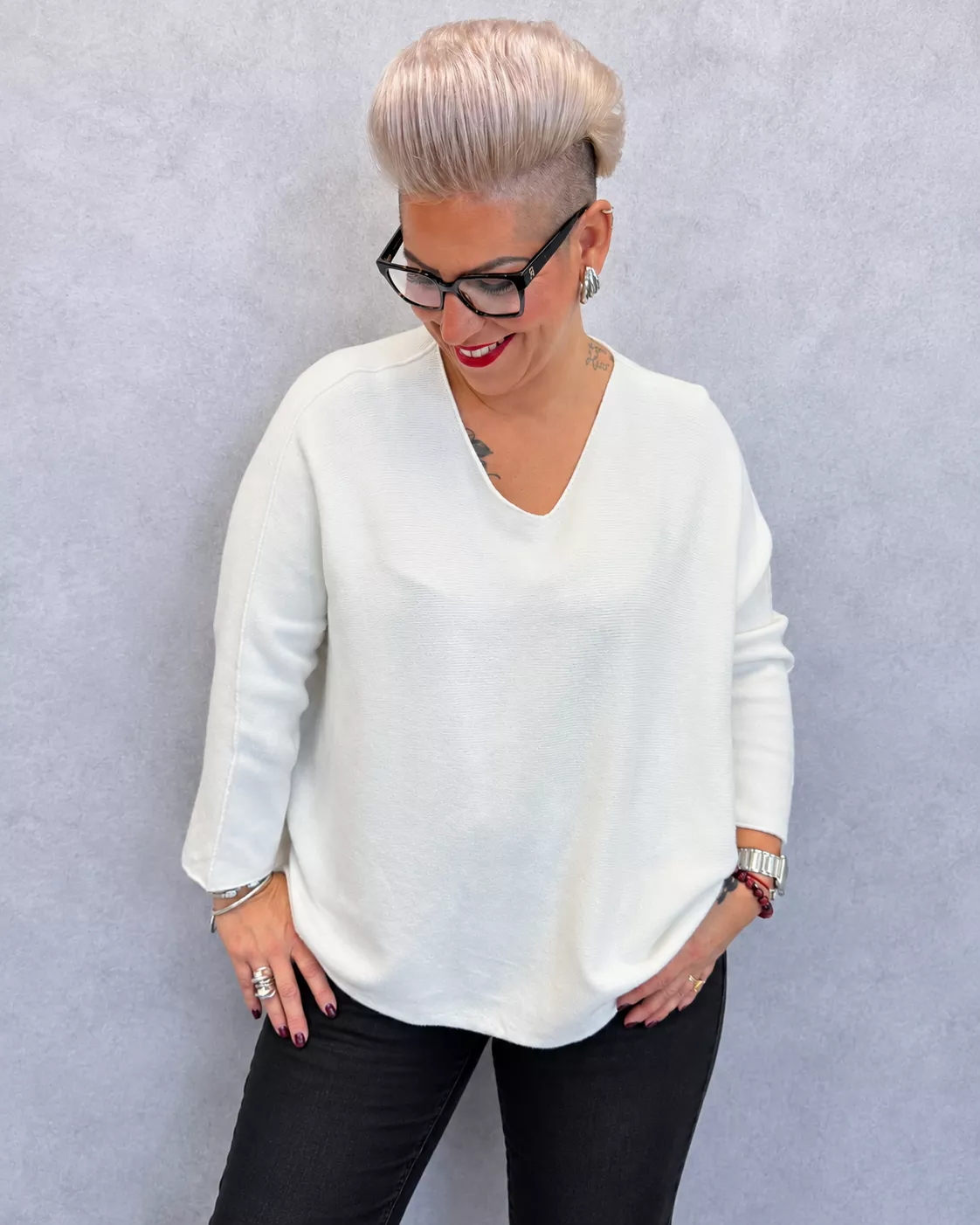 PULL MYRTA MANCHES 7/8 - GRANDE TAILLE 46-50