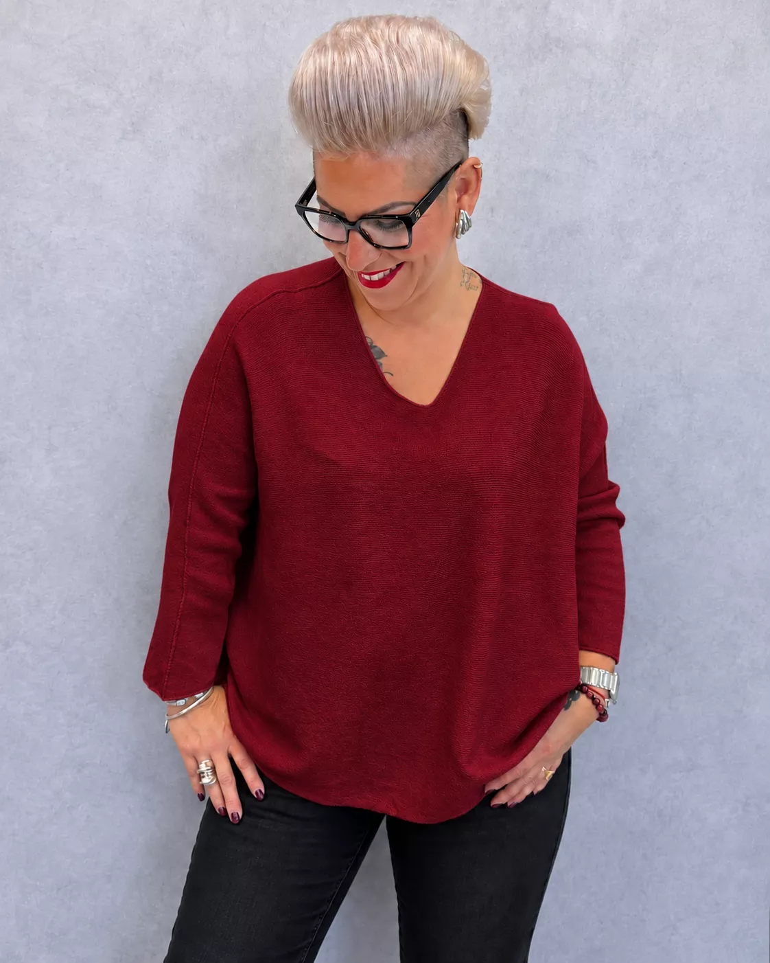 PULL MYRTA MANCHES 7/8 - GRANDE TAILLE 46-50