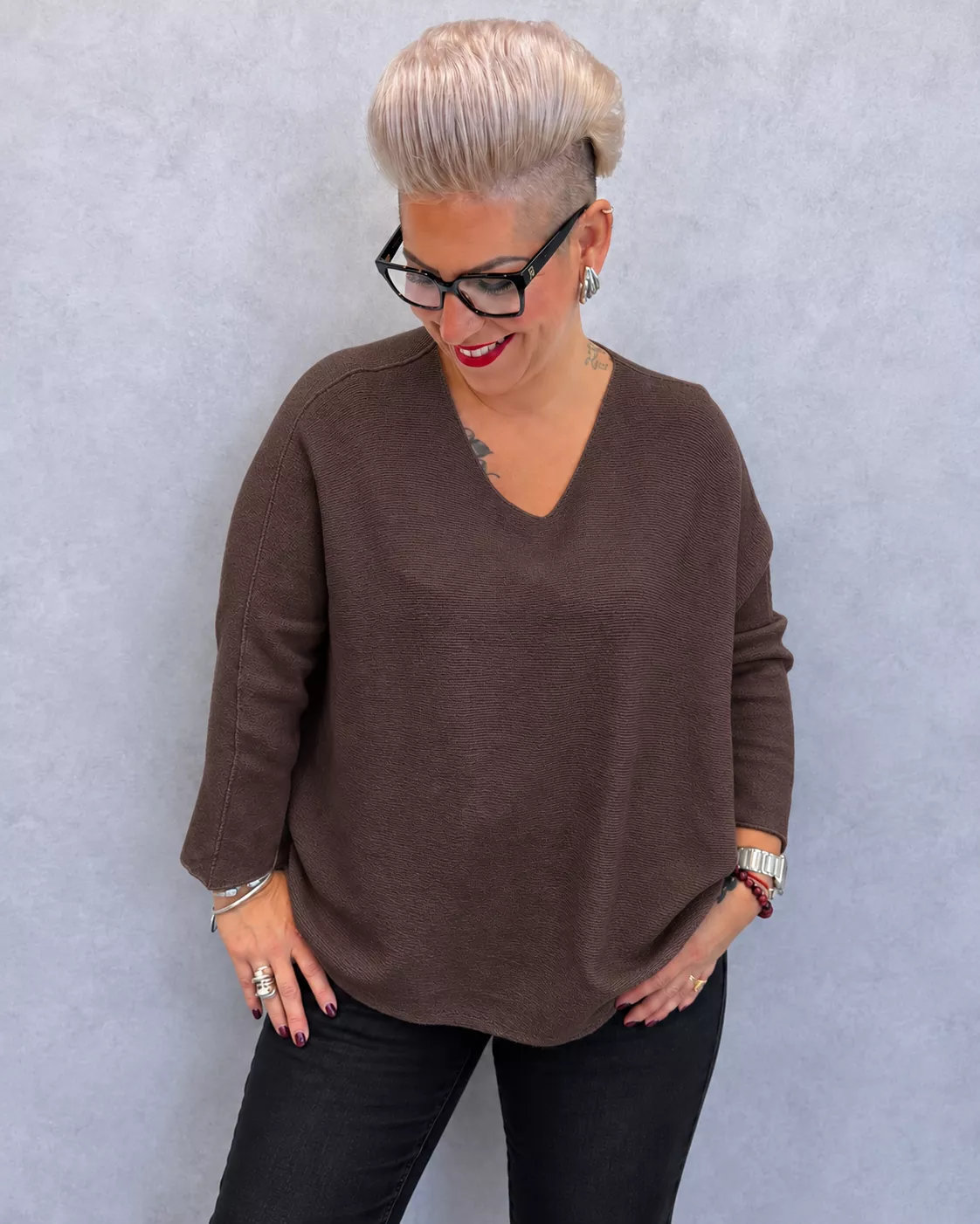 PULL MYRTA MANCHES 7/8 - GRANDE TAILLE 46-50
