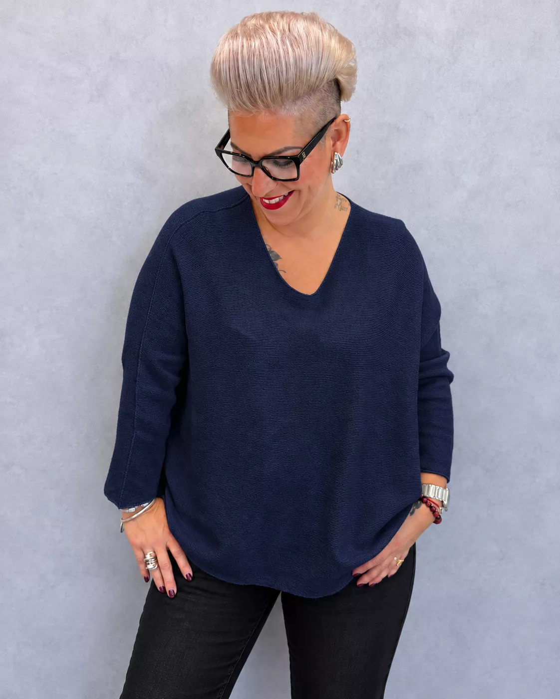 PULL MYRTA MANCHES 7/8 - GRANDE TAILLE 46-50