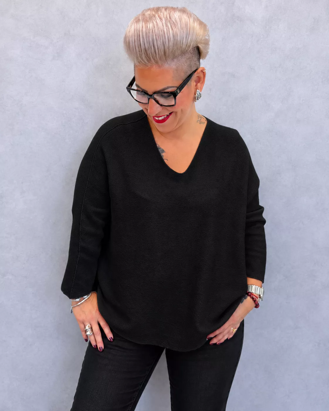 PULL MYRTA MANCHES 7/8 - GRANDE TAILLE 46-50
