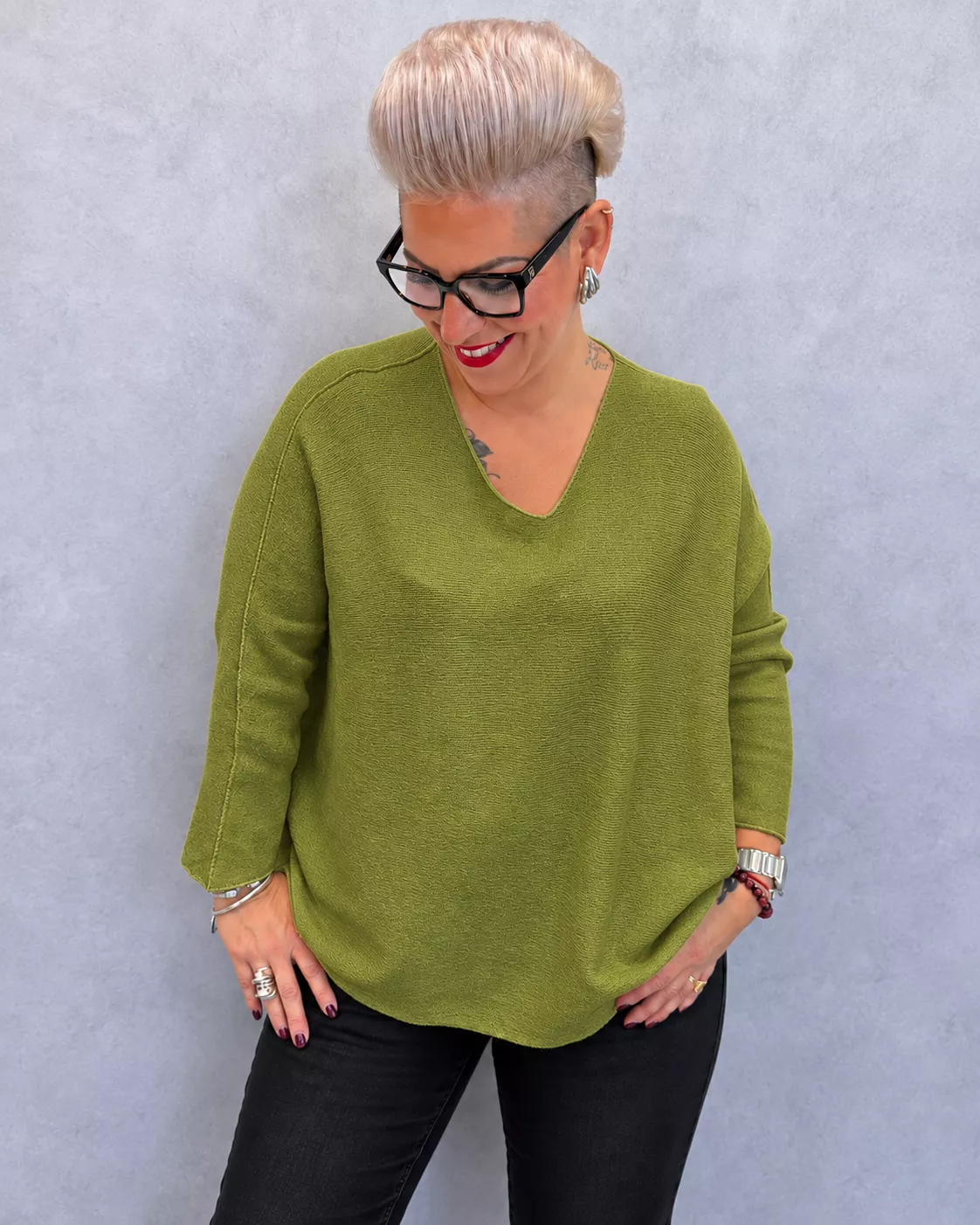 PULL MYRTA MANCHES 7/8 - GRANDE TAILLE 46-50