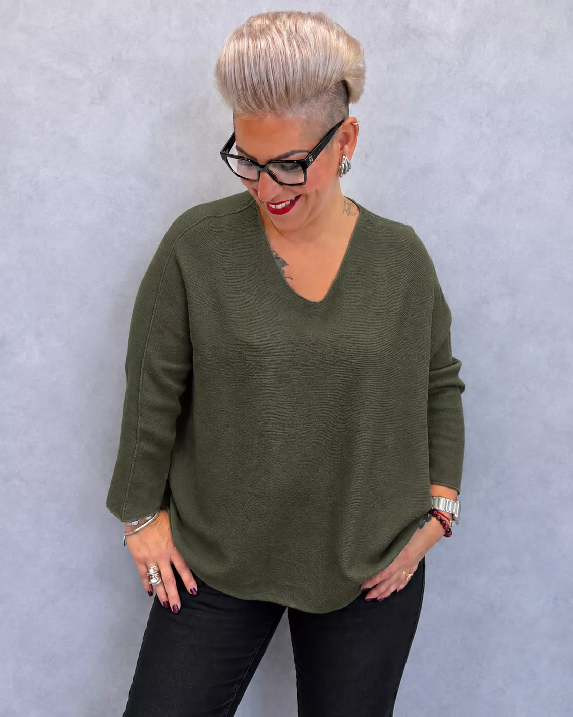 PULL MYRTA MANCHES 7/8 - GRANDE TAILLE 46-50