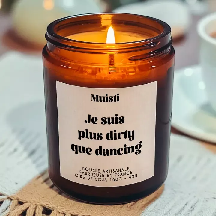 BOUGIE PARFUMÉE – JE SUIS PLUS DIRTY QUE DANCING – FLEUR D’ORANGER – 160 G – MUISTI
