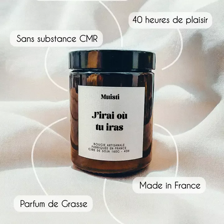 DUFTKERZE – J’IRAI OÙ TU IRAS – EDELHÖLZER – 160 G – MUISTI