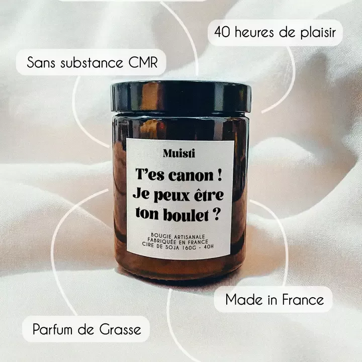 T’ES CANON ! JE PEUX ÊTRE TON BOULET ? – DUFTKERZE ORANGENBLÜTE 160 G – MUISTI