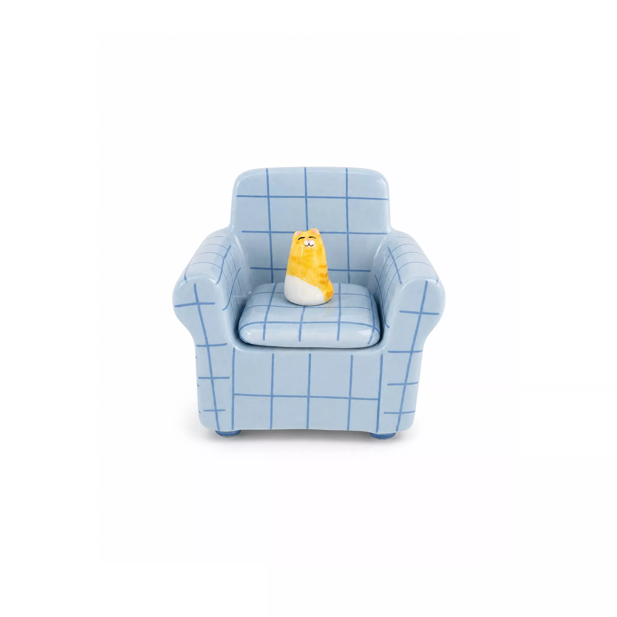 SCHMUCKDOSE – KATZE AUF BLAUEM SOFA – HELIO FERRETTI