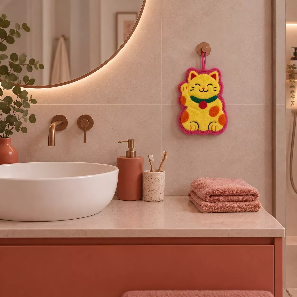 KOREANISCHES HANDTUCH – LUCKY CAT – HAPPY HANDS – MIMISUKI