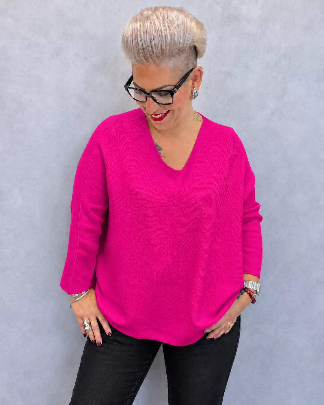 PULL MYRTA MANCHES 7/8 - GRANDE TAILLE 46-50