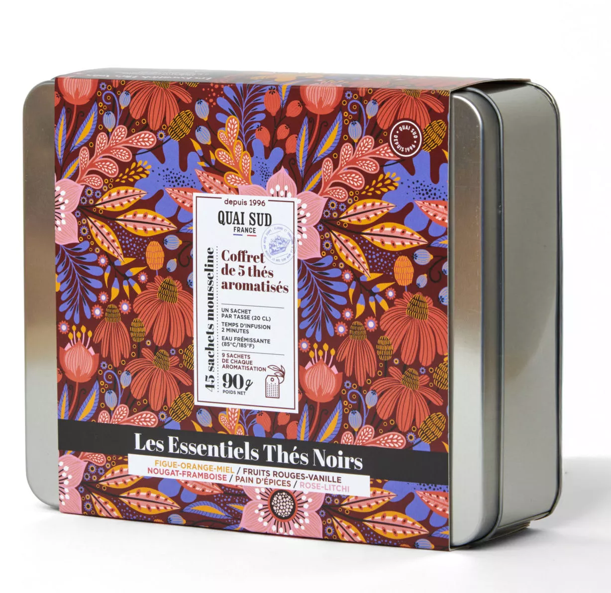 COFFRET DE THÉS NOIRS – LES ESSENTIELS 45 INFUSETTES 90 G – QUAI SUD
