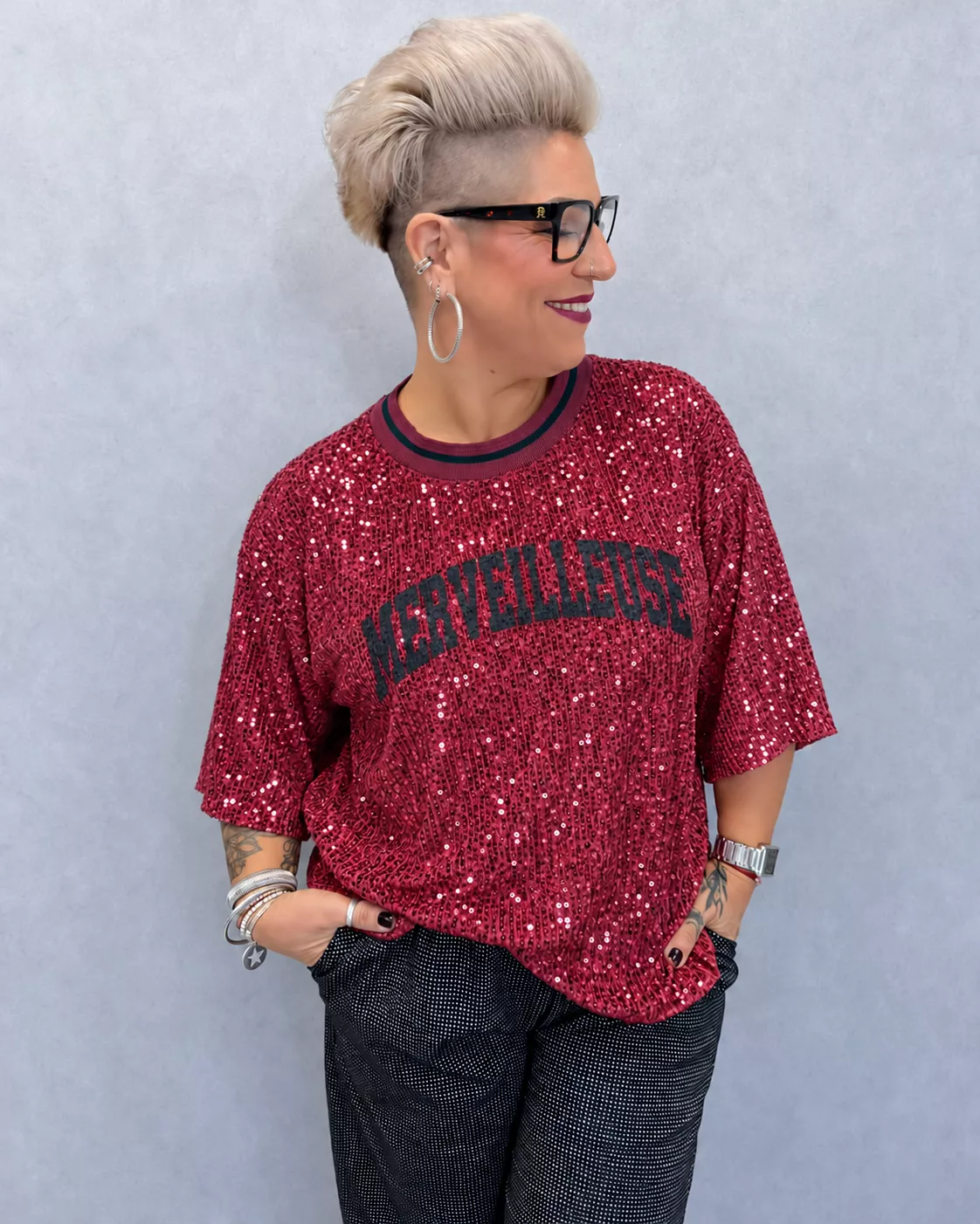 T-SHIRT À SEQUINS – MERVEILLEUSE – GRANDE TAILLE 46–50