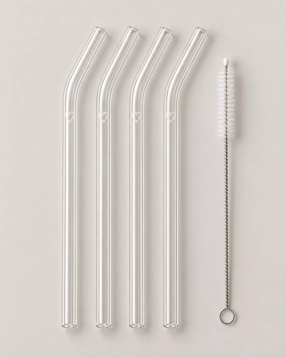 GEBOGENE GLASSTROHHALME HERZ – 4ER-SET – EULENSCHNITT
