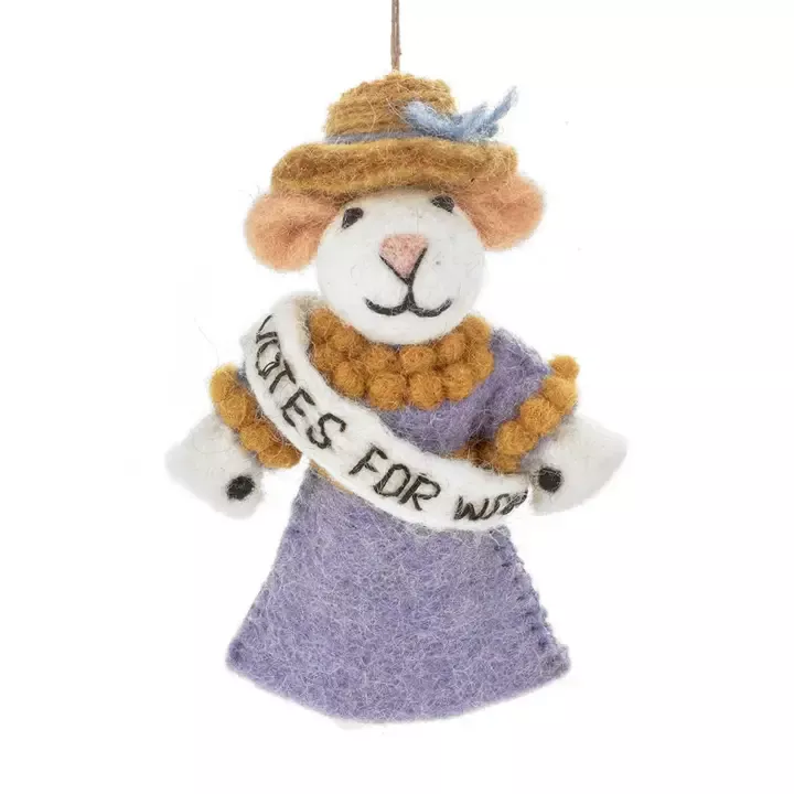 DÉCORATION À SUSPENDRE EN FEUTRE – EMMELINE LA SOURIS SUFFRAGETTE – FELT SO GOOD