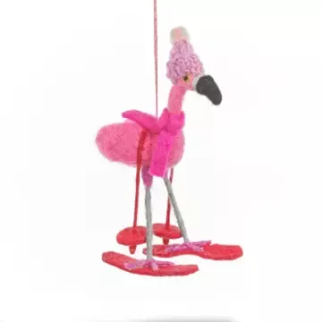 FILZANHÄNGER – SKIFAHRENDER FLAMINGO – FELT SO GOOD