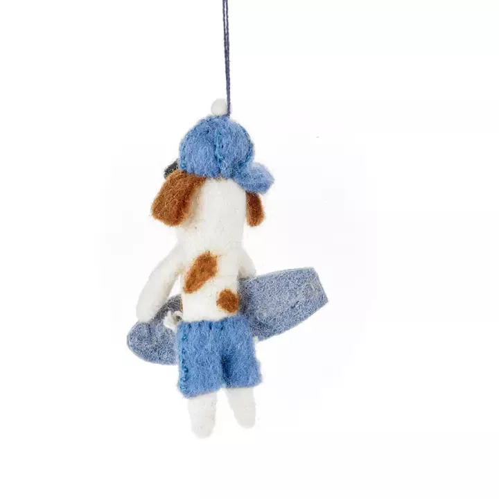 DÉCORATION À SUSPENDRE EN FEUTRE – CHIEN SURFEUR – FELT SO GOOD