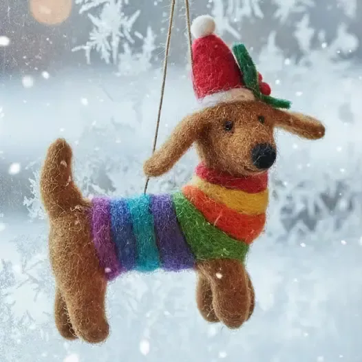 FILZANHÄNGER – REGENBOGENHUND – FELT SO GOOD